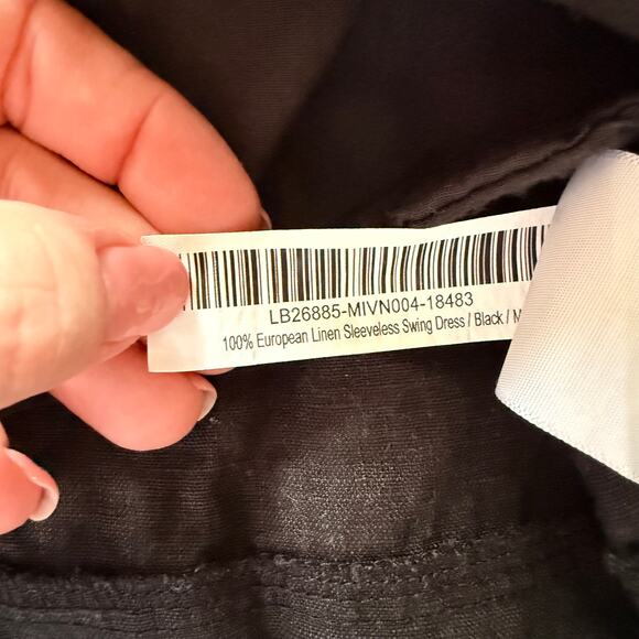 Quince Black Linen Sleeveless Swing Mini Dress Size M Pockets - Picture 7 of 7